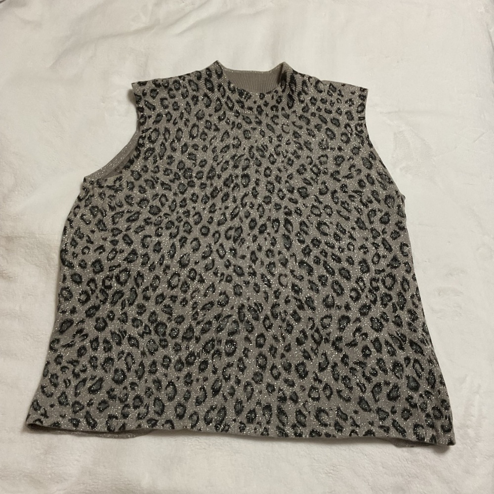 Vintage Kathie Lee Collection Gray Leopard Tank Top, size 16/18, very nice